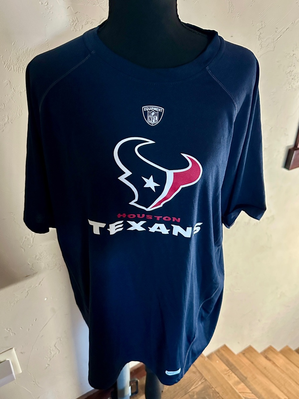 NFL Houston Texans Navy, Red & White Peed Wick Logo Tee by Reebok